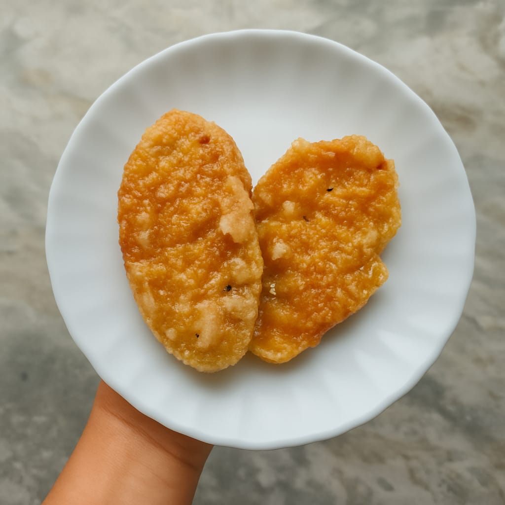 A plate containing a crispy dessert